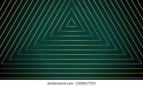 Opulent triangles vector background. Golden 3d metallic lines effect