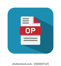 Iconos planos del archivo de audio del Opus, documento, tipo de archivos, extensión, icono del símbolo del formato.