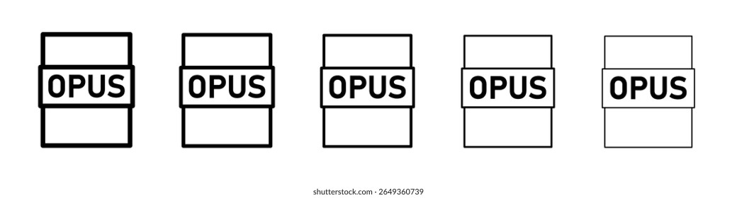 Ícone de documento de arquivo OPUS Design plano em plano de fundo isolado