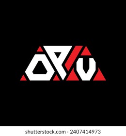 OPV triangle letter logo design with triangle shape. OPV triangle logo design monogram. OPV triangle vector logo template with red color. OPV triangular logo Simple, Elegant, and Luxurious design.