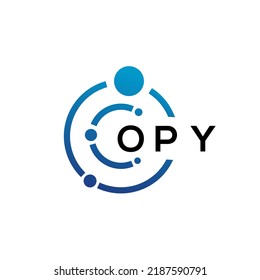 OPY letter technology logo design on white background. OPY creative initials letter IT logo concept. OPY letter design.