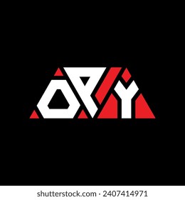 OPY triangle letter logo design with triangle shape. OPY triangle logo design monogram. OPY triangle vector logo template with red color. OPY triangular logo Simple, Elegant, and Luxurious design.