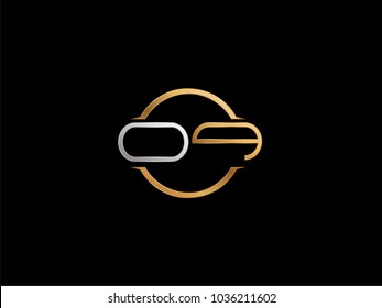 OQ circle Shape Letter logo Design in silver gold color