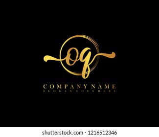 OQ initial handwriting logo circle template vector