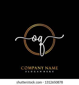 OQ Initial Handwriting logo template vector