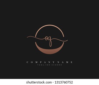  OQ initial handwriting logo template vector