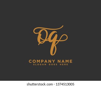 OQ Initial Handwriting Logo Vector