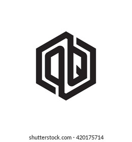 OQ initial letters looping linked hexagon monogram logo