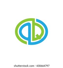 OQ initial letters looping linked ellipse logo blue green