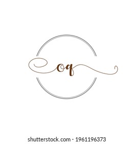 OQ Initial Logo Handwriting template letter illustration