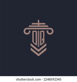 OQ initial monogram logo with pillar design for law firm vector image