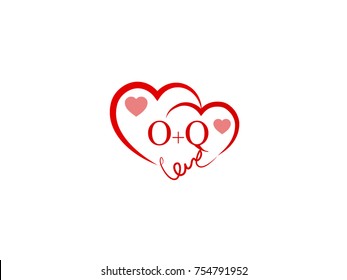 OQ Initial wedding invitation, love logo template vector