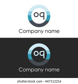 OQ letter circle shape icon logo white blue