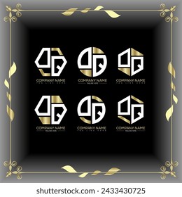 OQ letter luxury logo set design.OQ monogram polygonal and circle shape vector. OQ luxury design.
