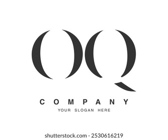 Design do logotipo OQ. Estilo de fonte das letras iniciais o e q serif. Tipografia clássica do nome da empresa. Logotipo ou identidade da moda. Ilustração vetorial.