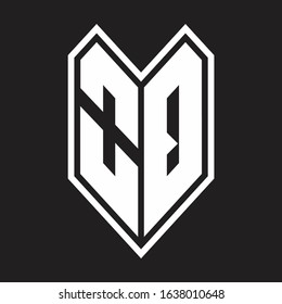 OQ Logo monogram with emblem line style isolated on black background
