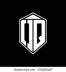Monograma del logotipo de OQ con combinación de forma de emblema tringle en la plantilla de diseño superior