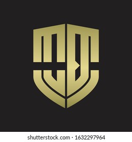 OQ Logo monogram with emblem shield shape design isolated gold colors on black background