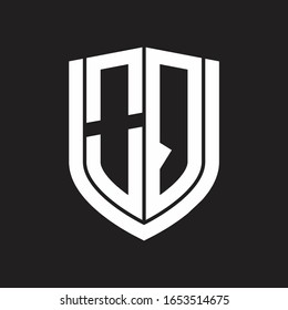 Monograma del logotipo OQ con diseño de escudo de emblemas aislado en fondo negro