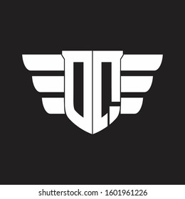 OQ Logo monogram with emblem and wings element design template