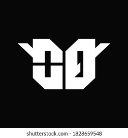 OQ Logo monogram with single wings design template on black background