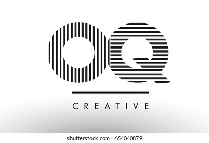 OQ O Q Black and White Letter Logo Design with Vertical and Horizontal Lines.