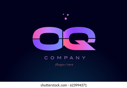 oq o q creative color blue background pink purple blue magenta alphabet letter company logo vector icon design