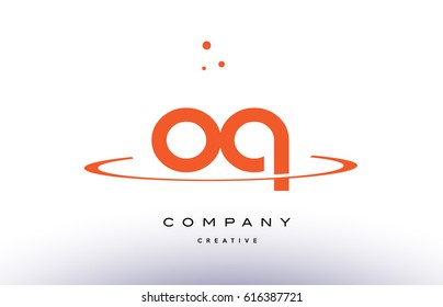 OQ O Q creative orange swoosh dots alphabet company letter logo design vector icon template