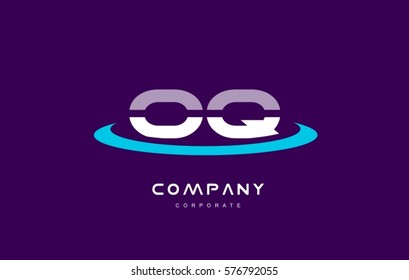 oq o q cyan magenta blue letter combination alphabet vector company logo icon sign design template 
