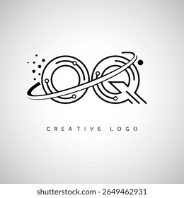 OQ Orbit Monogram Logo – Futuristic Minimal Letter mark with Circular Line Art, Tech-Inspired Dots and Space Motion Concept for Modern Branding Identity