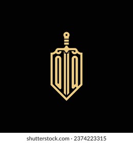 OQ vintage shield and sword initial logo in high quality professional design that will print well across any print media