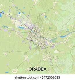 Oradea, Romania map poster art