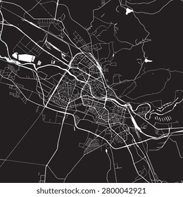 Oradea Romania Vector Map, Detailed City Street Map Black and White Minimalist Line Art