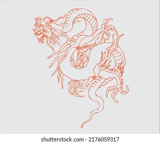 Oragne Dragon fire illustration vector set wth gray background