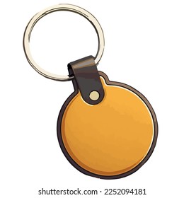 Oragne elegant key chain, flat vector illustration isolated on white background. Mockup for design, business, web design.