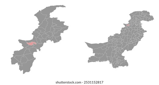 Orakzai district map, administrative division of Pakistan. Vector illustration.