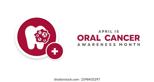 Oral Cancer Awareness Month. Oral, cancer and plus icon. Great for cards, banners, posters, social media and more. White background.