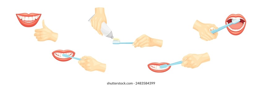 Oral Care and Dental Hygiene with Mouth Vector Set