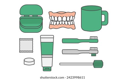 Oral care products for nursing care Illustration