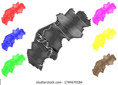 Oral City (Republic of Kazakhstan, West Kazakhstan Region) map vector illustration, scribble sketch City of Uralsk or Yaitsk map