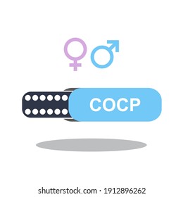 Oral contraceptive pills icon. Birth control blister symbol, COCP tablets sign, hormone drugs silhouette, combined oral contraceptive vector illustration