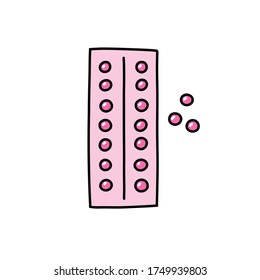 oral contraceptives doodle icon, vector illustration