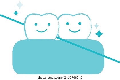 Oral and dental care illustration floss