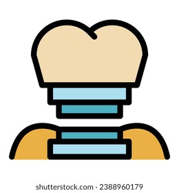 Oral dental implant icon outline vector. Care treatment. Dent gum color flat