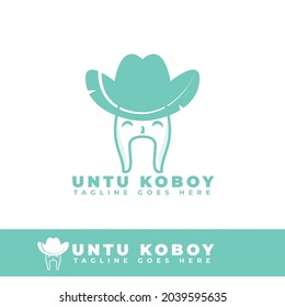 Oral Facial logo design, dentist dental tooth teeth shape and logo for dentistry world, cowboy hat logo and teeth