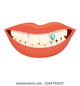 Oral gem icon cartoon vector. Dental care. Crystal implant
