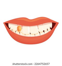 Oral gemstone icon cartoon vector. Teeth care. Diamond dent