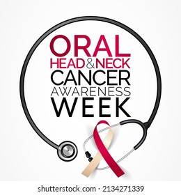 Oral, Head and neck cancer awareness week is observed every year in April. These cancers are diagnosed more often among people over age 50 than among younger people. Vector illustration