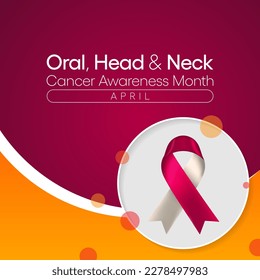 Oral, Head and neck cancer awareness month is observed every year in April. These cancers are diagnosed more often among people over age 50 than among younger people. Vector illustration