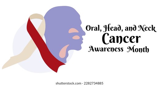 Oral, Head and Neck Cancer Awareness Month, horizontal banner on medical subjects vector illustration